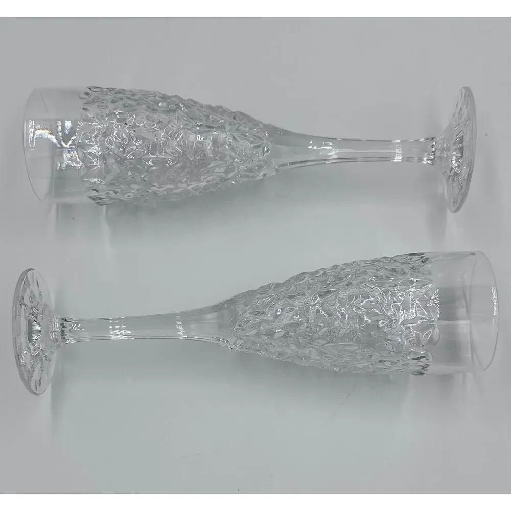 Rogaska Ice Cold Crystal Champagne Toasting Fluted Glasses